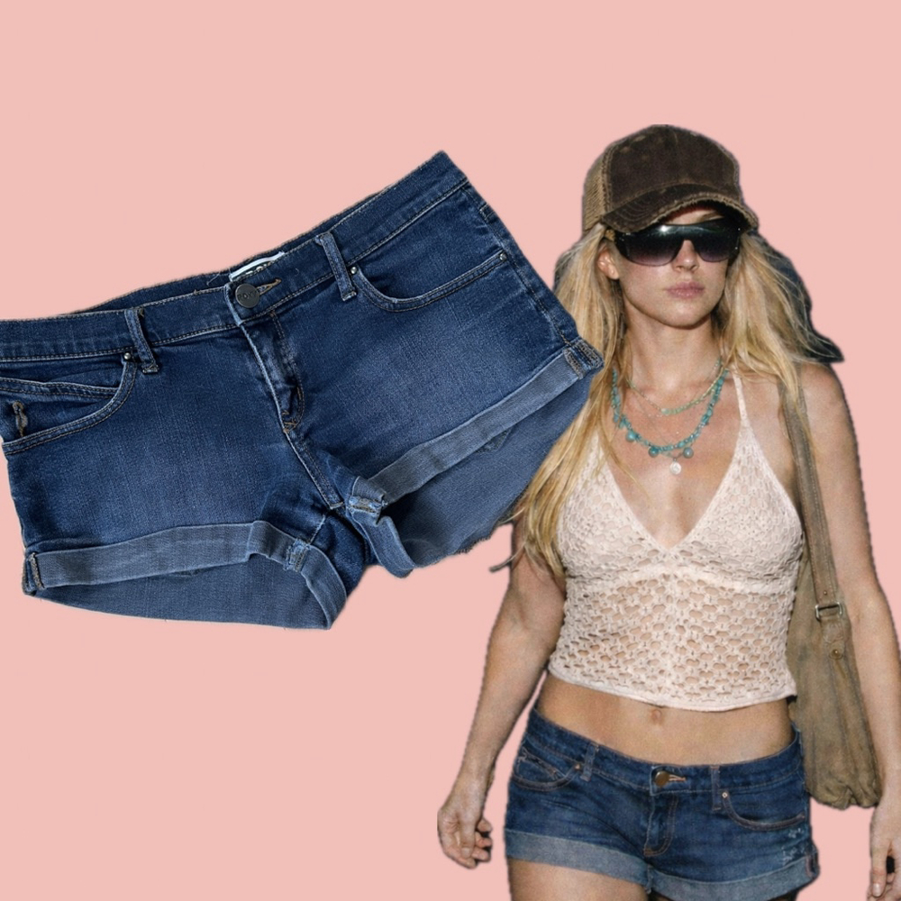 Vintage Y2K Roxy Low Rise Denim Micro Shorts Size 7 Boho Surf